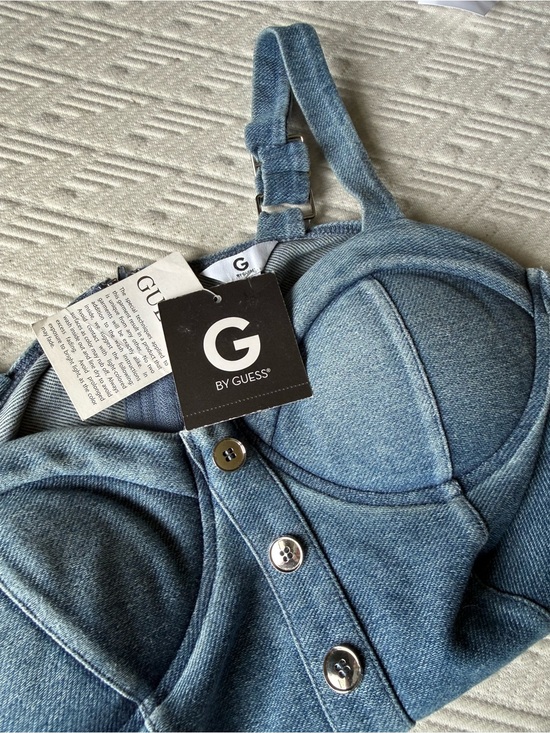 G by Guess Tops - G by Guess Light Blue Denim Bustier Crop Top